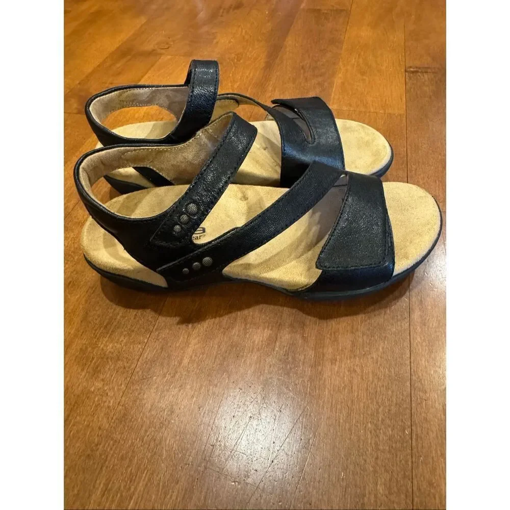 Hälsa Footwear Sandals Women’s 7.5 Black Leather Comfort Adjustable Strap
